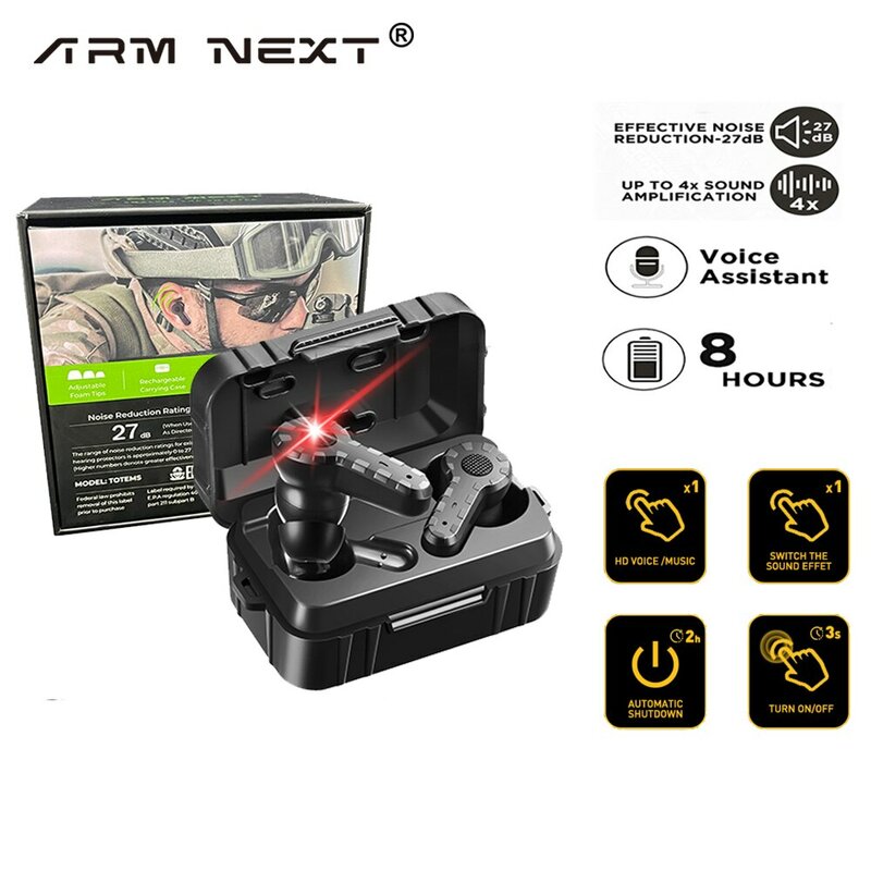 ARM PRÓXIMO Original Redução de Ruído Eletrônico Tampões Militar Tiro Earmuffs Tactical Hunting Proteção Auditiva NRR27dB
