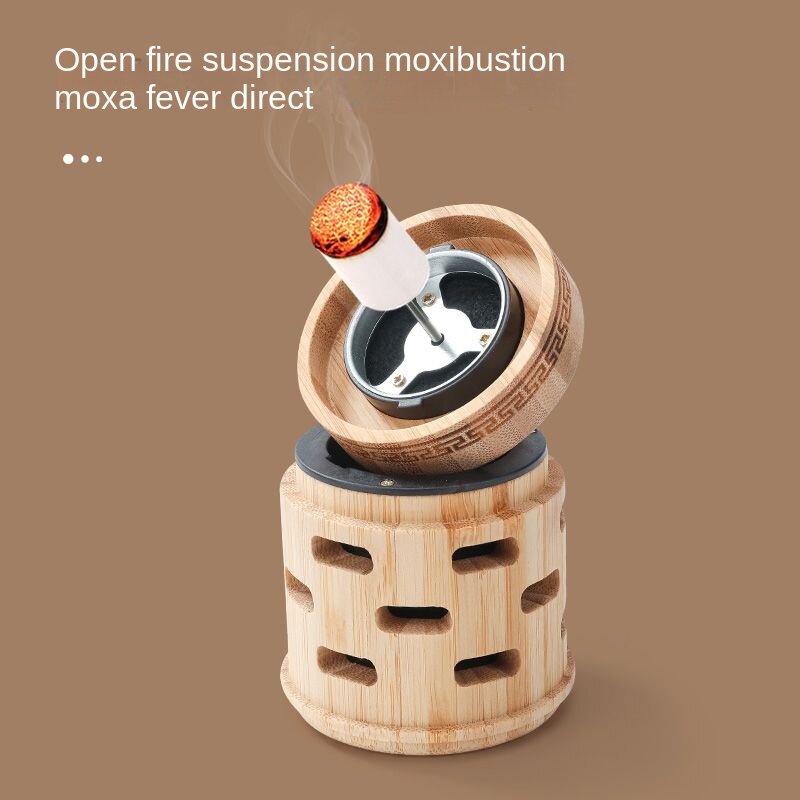 Scatola di moxibustione per occhi in legno di bambù senza fumo Anti scottatura bruciatore a bastoncino di Moxa impacco caldo terapia calda alleviare l'affaticamento degli occhi