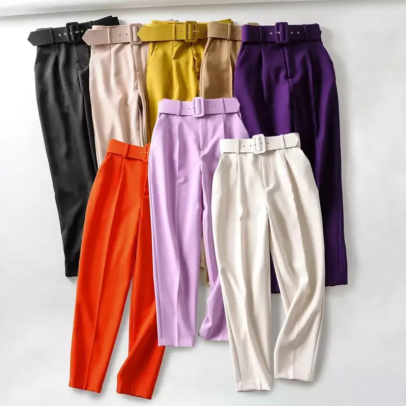 Pantalon décontracté taille haute pour femme, pantalon crayon sarouel, pantalon de bureau pour femme, marron, noir, blanc, mode élégante