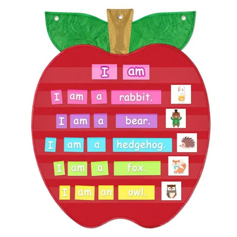 Tabla de bolsillo para aula, tabla de palabras de aprendizaje reforzado, tabla de tiras de frases, tabla de bolsillo interactiva de inserción de aprendizaje