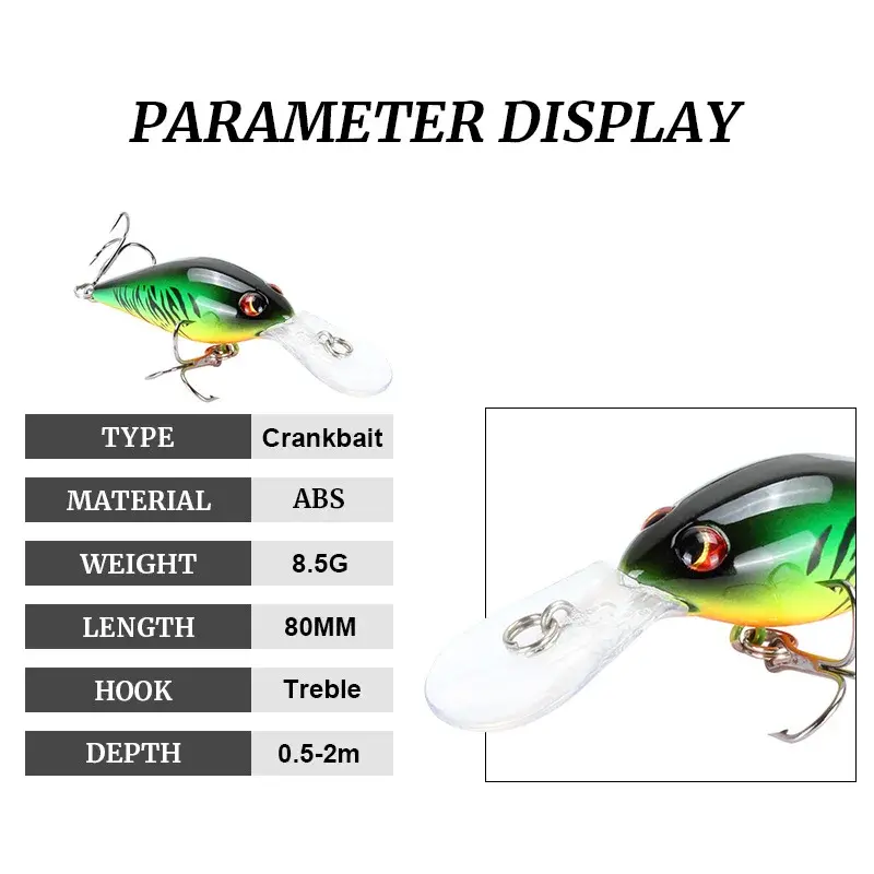1PCS Wobblers Quality Crankbait Simulation Fishing Lure 8cm 8.5g Jerkbait Floating Hard Bait Bass Carp Pesca Fishing Tackle