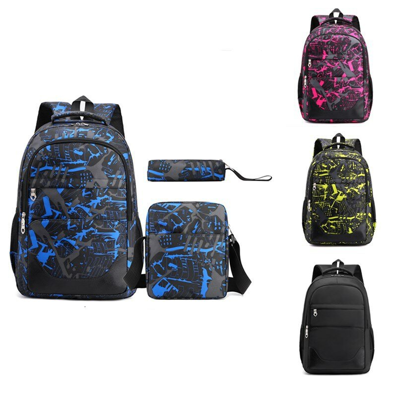 Wholesale custom printing Leisure Design 3 In 1 Backpack Set High School Backpack shoulder bag pencil Bag Set