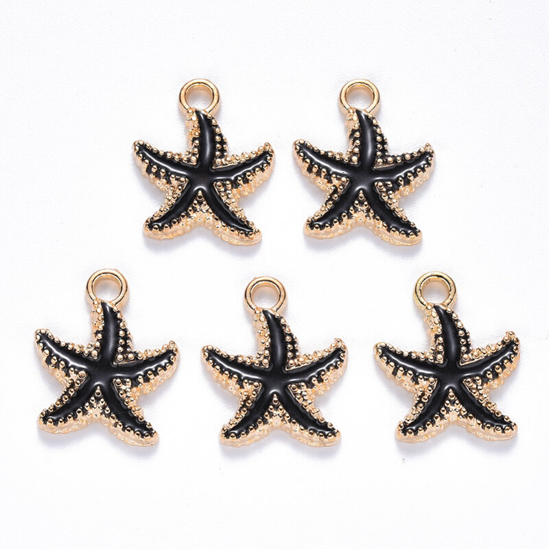 100Pcs Alloy Enamel Starfish Pendants Ocean Sea Life Charms for DIY Summer Beach Theme Earring Jewelry Making Supplies 18x15x3mm