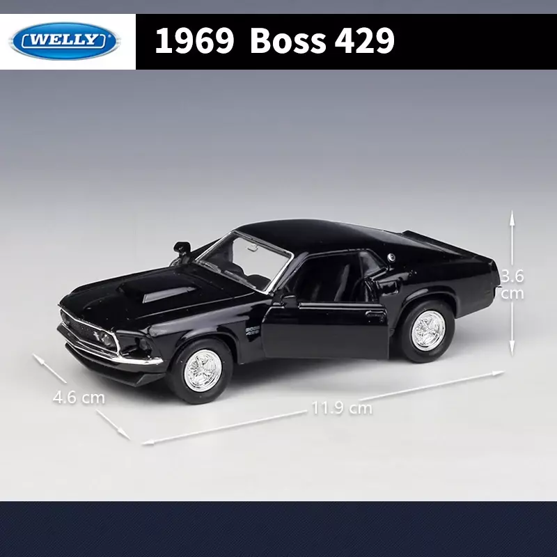 WELLY-Coche de juguete modelo Ford Mustang Boss 1969 para niños, supercoche de aleación, vehículos de juguete, regalos de cumpleaños, 1:36, 429