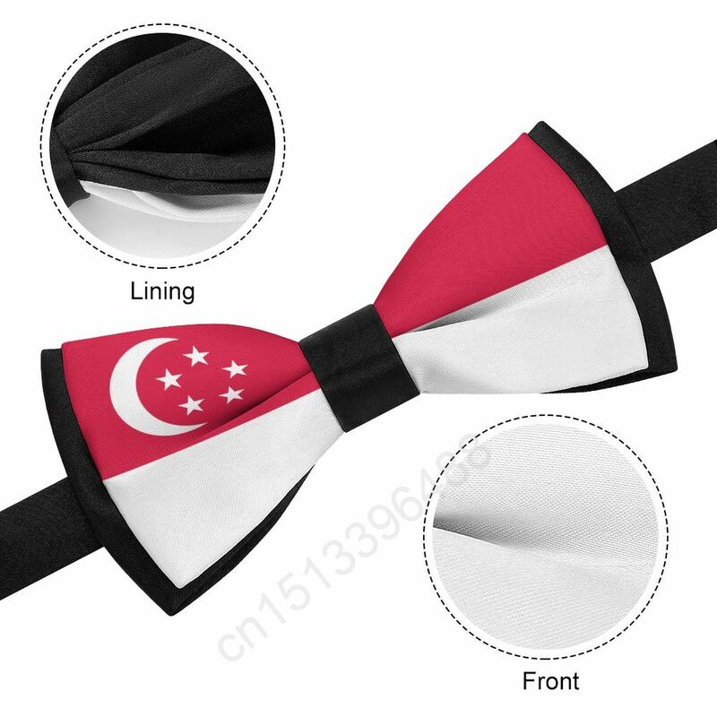 Pajarita de poliéster con bandera de Singapur para hombre, corbatas informales a la moda, ropa de cuello para trajes de fiesta de boda