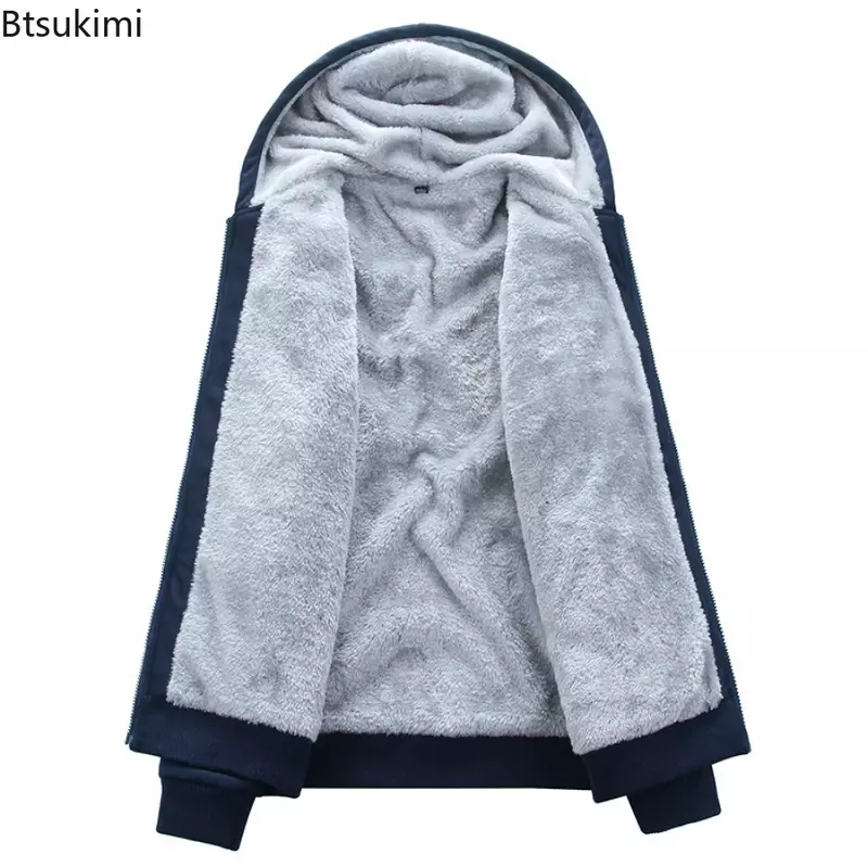 Conjunto de chándal grueso y cálido para hombre, chaqueta de forro polar con capucha y pantalones, sudaderas de 2 piezas, abrigo de talla grande, 2024