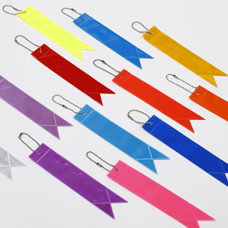 Reflective Keychain Bag Pendant High-gloss Night Reflector Ornaments Colorful Strip Marker Roadway Safety Accessories