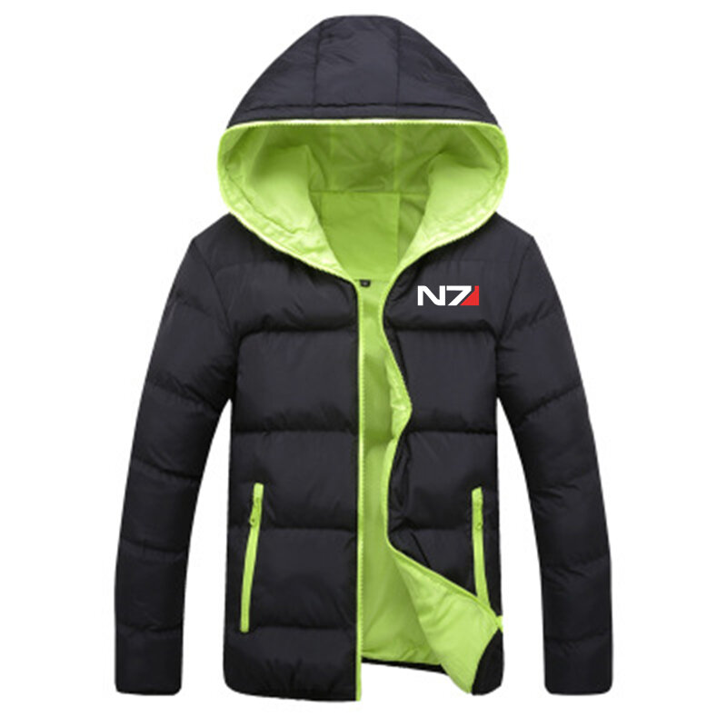Winter Nieuwe Donsjack Mass Effect N7 Logo Print Custom Made Katoen Hoge Kwaliteit Casual Warm Thicken Man Rits Down jassen Top