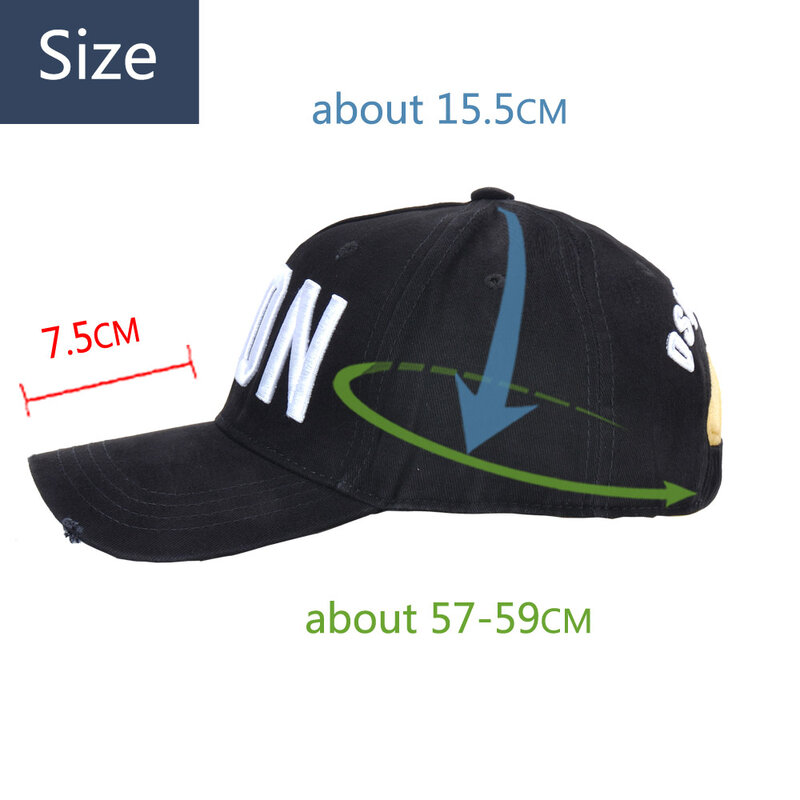 Dsqicd2-男性と女性のための高品質のプリントが施された野球帽,綿100%,パパの帽子,顧客デザイン,黒