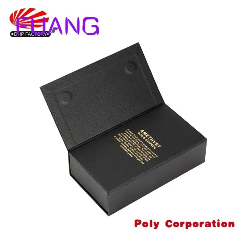 Tapa con bisagras de papel especial negra personalizada, caja de perfume de embalaje de lujo para bottlecacking, caja para pequeña empresa