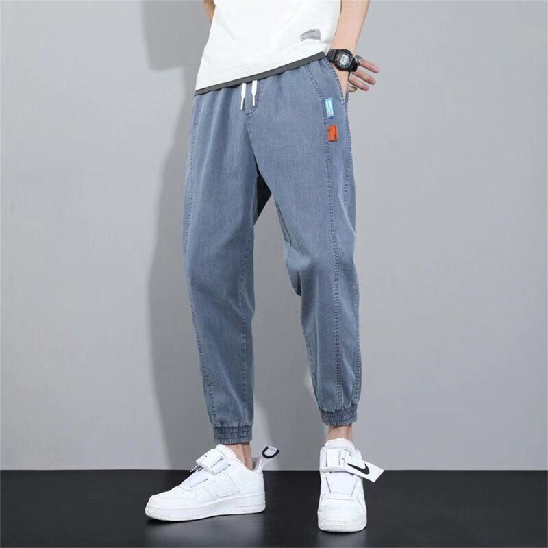 2022 Newest Europe America Jeans Side Pockets Slim Denim Pants Multi Pocket Cargo Ankle Length Pencil Pants jogger pants men