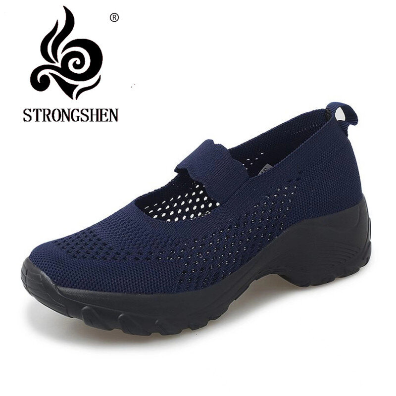 Strongshen-女性の厚底靴,プラットフォーム付きの女性のカジュアルシューズ