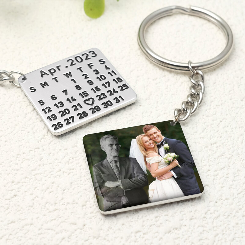 Llavero con calendario personalizado, llavero con foto personalizada, regalo conmemorativo, regalo para él y ella