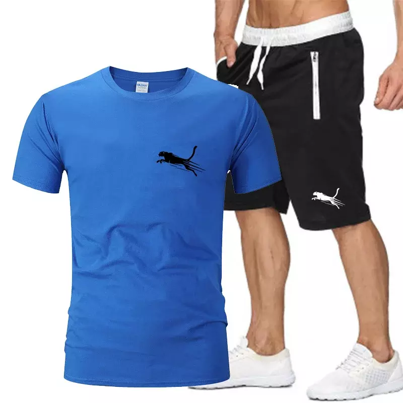 เสื้อยืดคอกลมสำหรับผู้ชาย, แฟชั่น2024ใหม่ชุด2ชิ้นเสื้อยืดลำลองกีฬาระบายอากาศได้ดีสำหรับฤดูร้อน