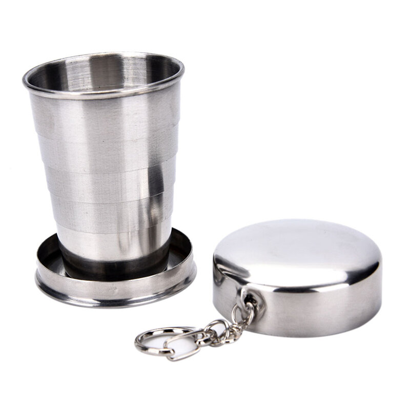 Уличная Портативная Складная чашка из нержавеющей стали для кемпинга, 75 мл, 6-слойная Складная маленькая кружка для путешествий