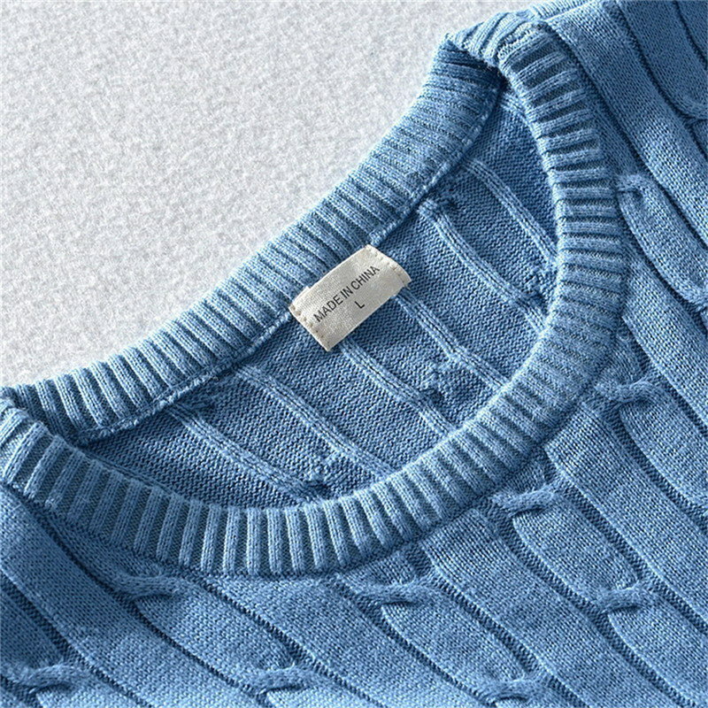 Мужской свитер из чистого хлопка, теплый вязаный свитер, повседневные Джемперы, свитер, джемпер для весны и осени, 100%