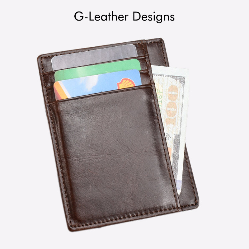 Porta carte di credito Vintage in vera pelle porta carte di credito in pelle cerosa olio porta carte di credito Unisex Slim