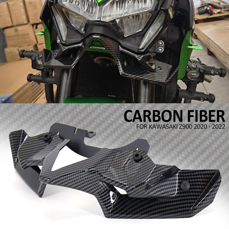 Carbon fiber Motorrad Z 900 Nackt Front Spoiler Winglet Aerodynamische Flügel Kit Spoiler Neue Für Kawasaki Z900 2020 2021 2022