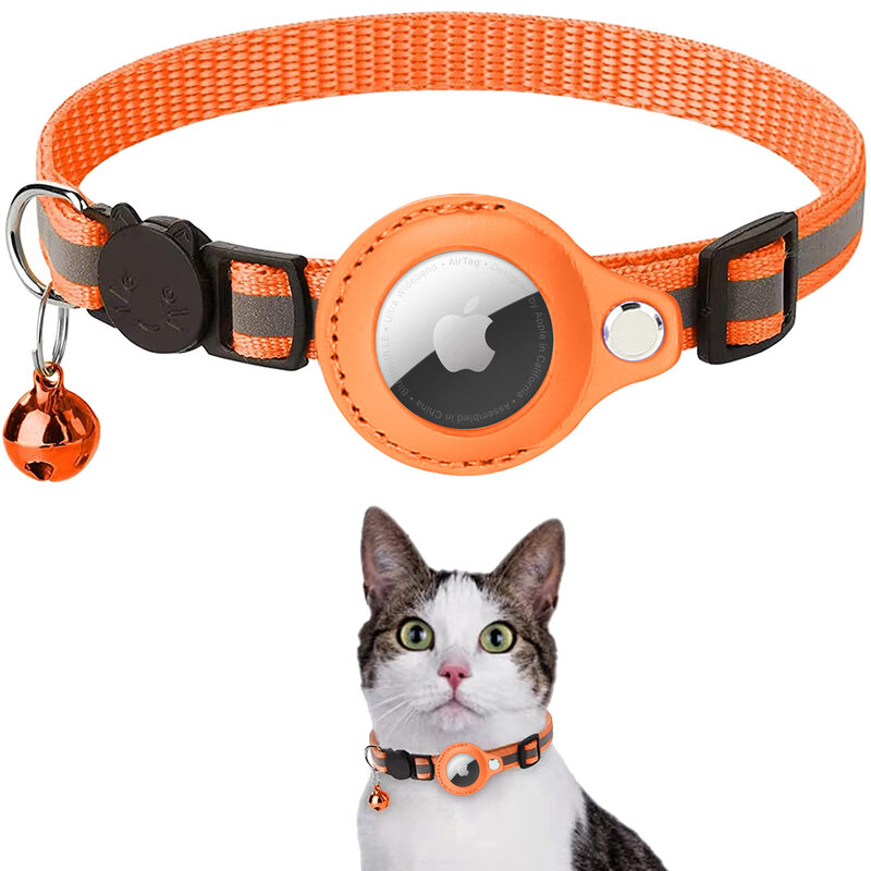 Suitable for Apple Airtag tracker protector anti missing pet locator collar cat reflective bell collar airtags apple