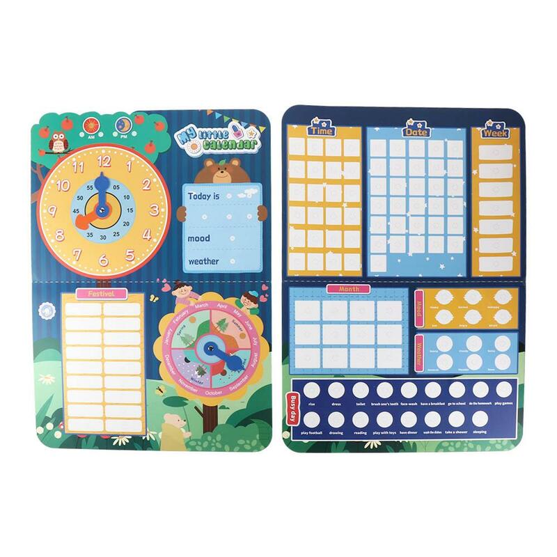 Time Early Education Toy Weather Emotion Calendar Table Cognitive Card Children Awareness Card Wall Chart Kids Paste Card