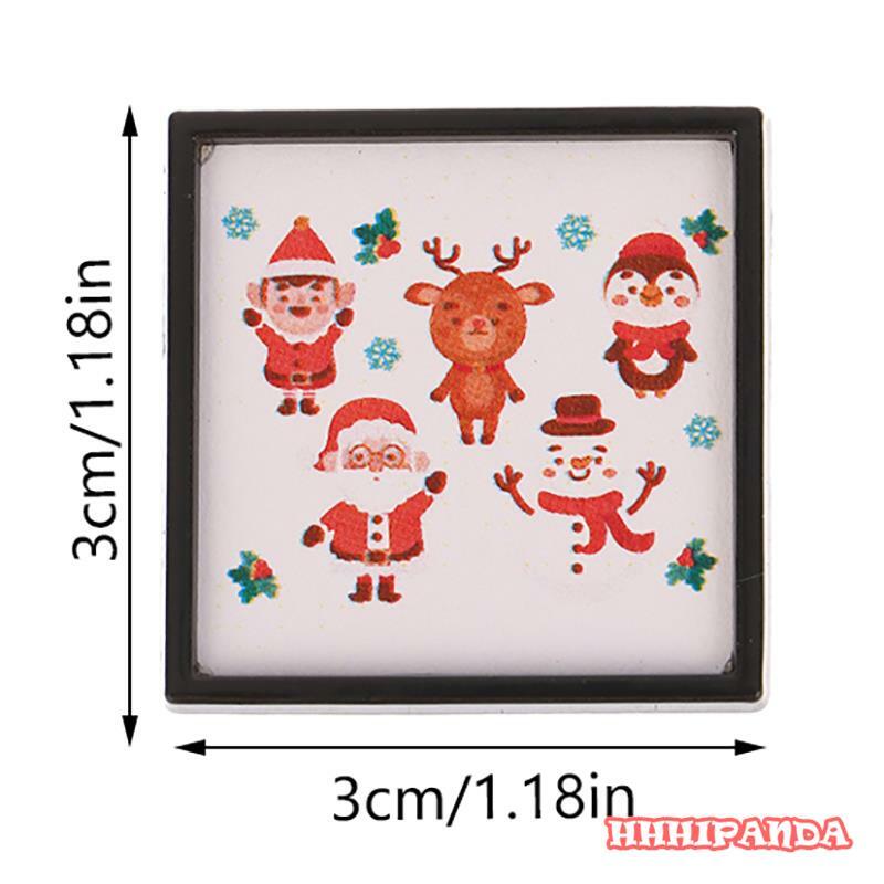 1/12 Dollhouse Mini Frame Mural Santa Claus Wall Oil Painting For Dolls House Living Room New Year Christmas Decor Accessories