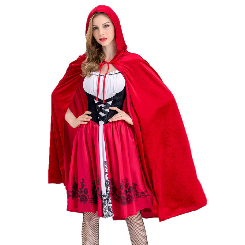 Chapeuzinho Vermelho Traje de Cosplay, Versão Moderna do Vestuário de Performance de Palco, Xale para Meninas Adultos, Uniforme de Personalidade, Capa