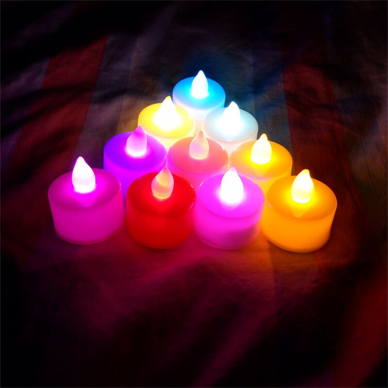 불꽃없는 LED 촛불 멀티 컬러 램프, 로맨틱 촛불 조명, 홈 생일 파티 웨딩 장식
