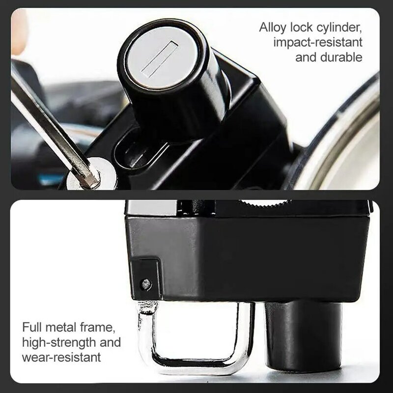 Kunci helm sepeda motor anti-maling, kunci keamanan helm sepeda untuk setang 20-28mm dengan 2 kunci dan alat instalasi