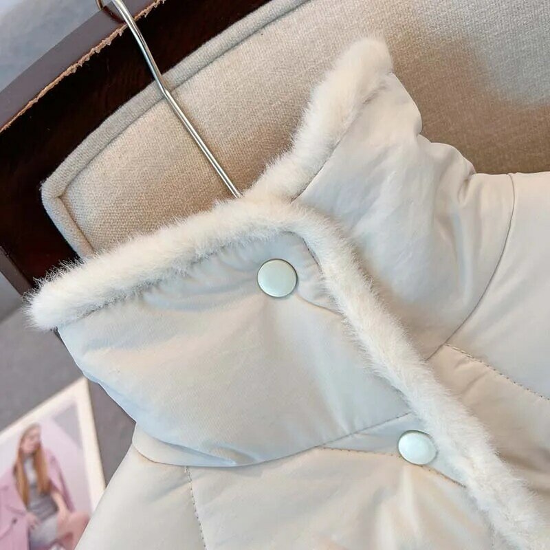2023 Fur Stitching Winter Cotton Jacket Women Winter Coat Short Thick Jacket Female Parkas Windproof Outwear