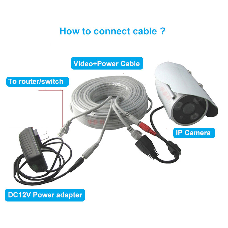 5M 10M 20M 30M kabel sieciowy CCTV rj45 z 12v DC gruba moc 2.1x5.5mm zintegrowany przedłużacz do kamery IP NVR