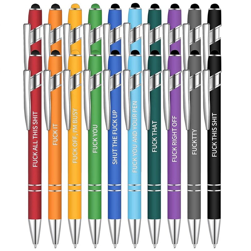 オフィス用の面白いボールペン、動機付けのペン、鮮やかなペン、負の心、黒インク、20個