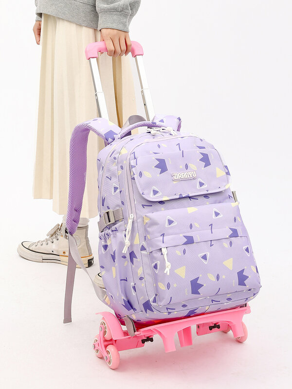Школьные ранцы для девочек, рюкзаки на колесиках, водонепроницаемые детские сумки-тележки