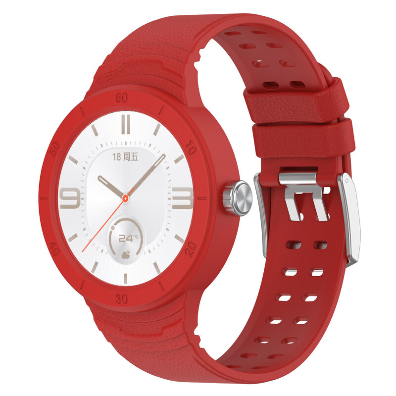 Zachte Siliconen Sport Band + Horloge Cover Voor Huawei Horloge Gt Cyber 46Mm Rubber Horlogeband Band Op Smartwatch Gt cyber 46Mm Armband