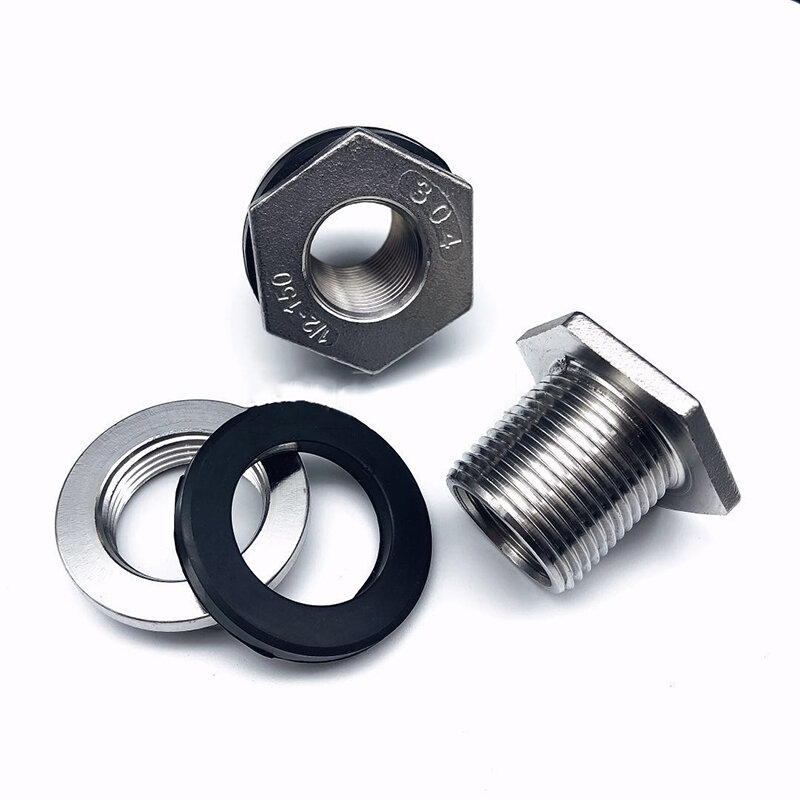 1/4" 3/8" 1/2" 3/4" 1" 1-1/2" 2" BSP Female 316 304 Stainless Steel Pipe Fitting Water Tank Hole Drainer Connector Coupler