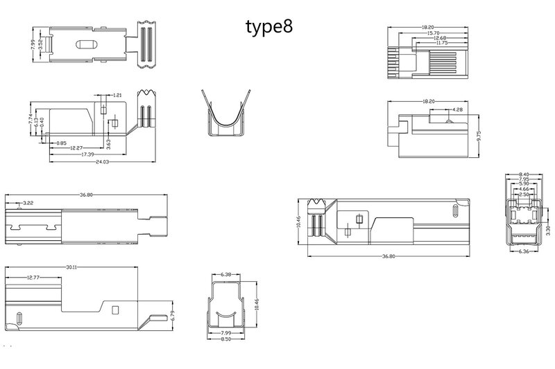 印刷および修理用のUSBコネクタ,90 °/100のオスおよびメスコネクタのさまざまな速度,長さ3.0〜2.0mm,9種類の速度,180ユニット