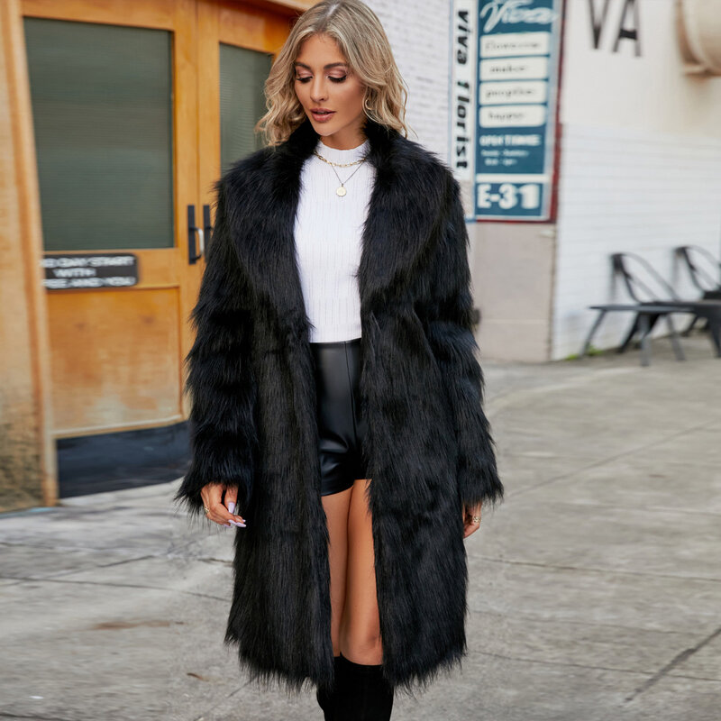 Futro damskie jesienne i zimowe nowe imitacja futra lisa długie płaszcz ze sztucznego futra damskie kurtki okazjonalne dla kobiet