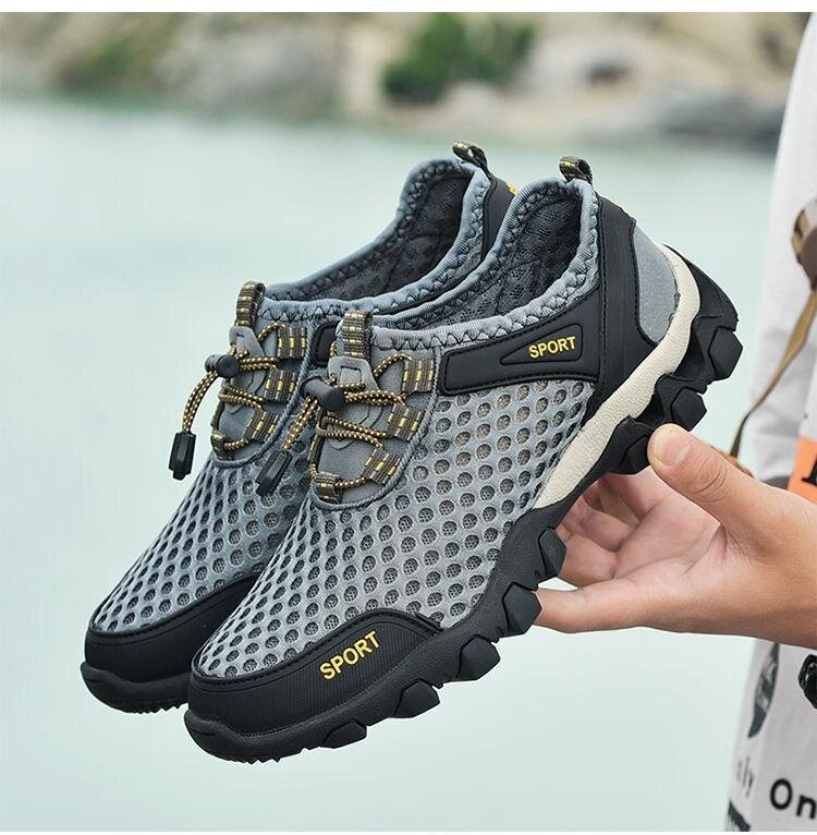 Summer Men's Mesh Sports Shoes Fashion Mountaineering Breathable Lightweight Anti Slip Shoes Outdoor Travel Running Casual Shoes
