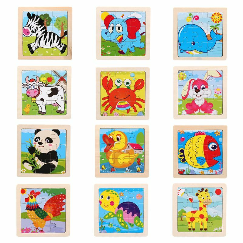 9 PCS Facile Puzzle En Bois Jigsaw Montessori Jouet pour Maternelle Enfant Cadeau D'anniversaire. Dropship