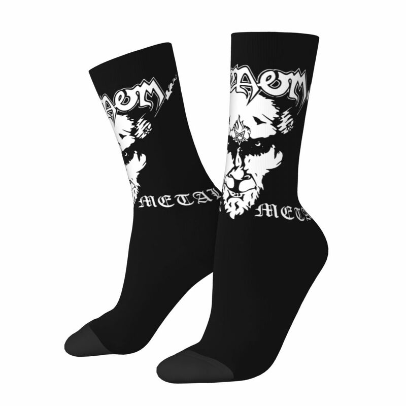 Venom-calcetines con estampado Flexible para hombre, medias con diseño de logotipo de banda de Metal negra, accesorios para hombre