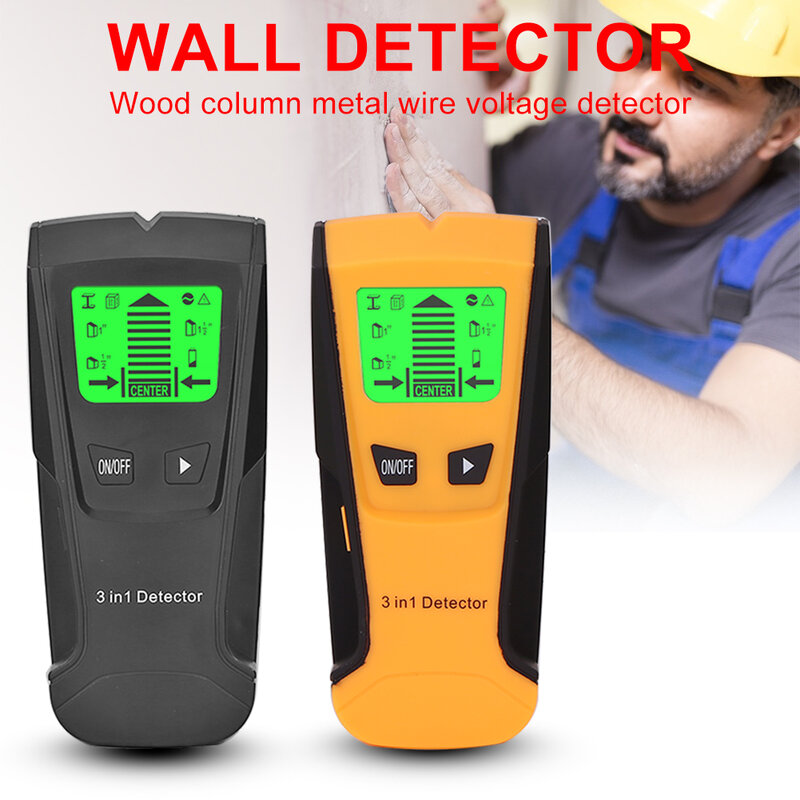 Profissional Handheld Profundidade Metal Detector, Stud Finder, Scanner de parede, Sensor para Fio Detectar, Metal Seekers, 3 em 1