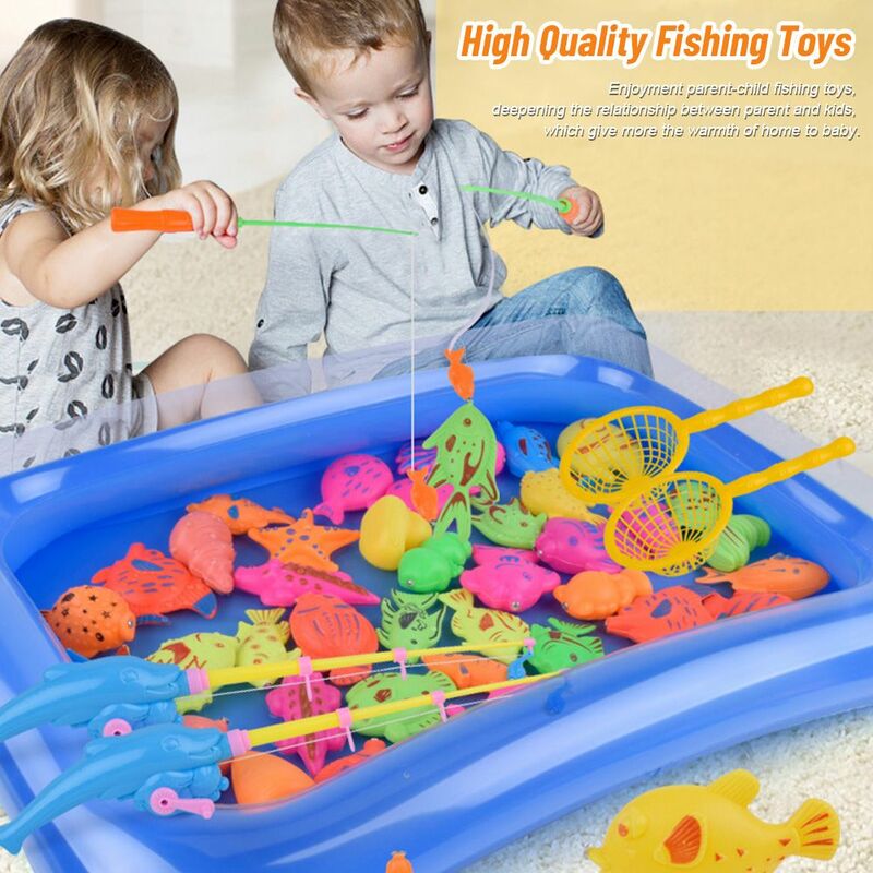 プールベビー親子インタラクティブゲーム水浴のおもちゃ磁気釣りおもちゃセット3D魚ロッドネット