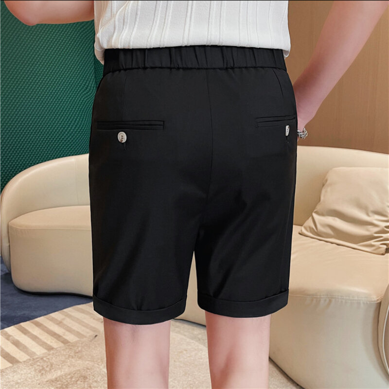 Hochwertige Sommer anzug Shorts Herren bekleidung 2024 Mode einfache lässige kurze Hosen solide All-Match formelle knielange kurze Hosen