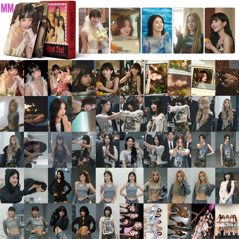 55pcs/set KPOP GIDLE New Album LOMO Card (G)I-DLE HEAT Card MINNIE MIYEON SOYEON SOOJIN YUQI Fan Gift Postcard Photo Card