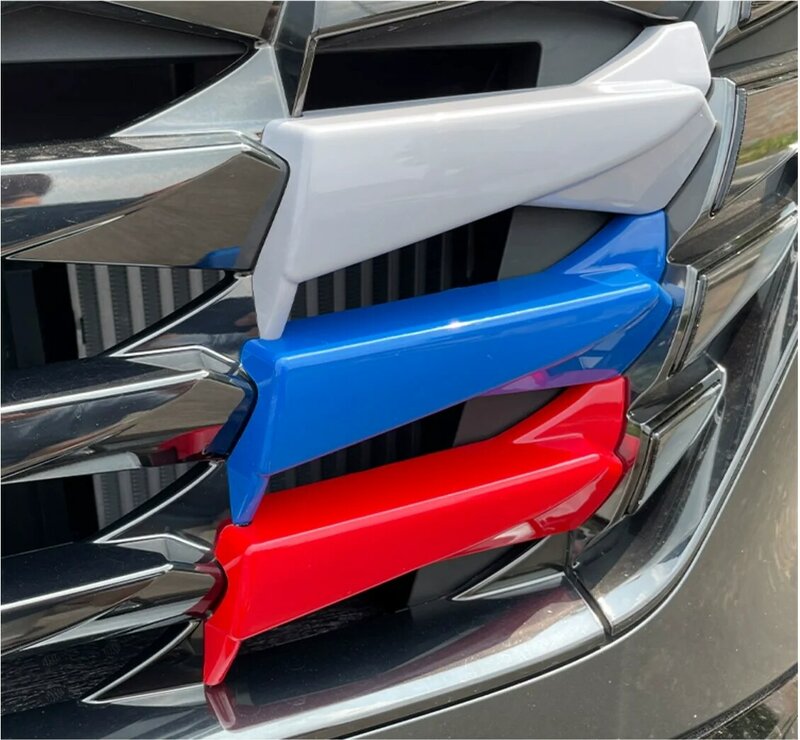 Zastosowanie do 2021 Hyundai Tucson L trzy kolory pasek dekoracyjny kratki, dopływ powietrza kolorowy pasek ramy kratki