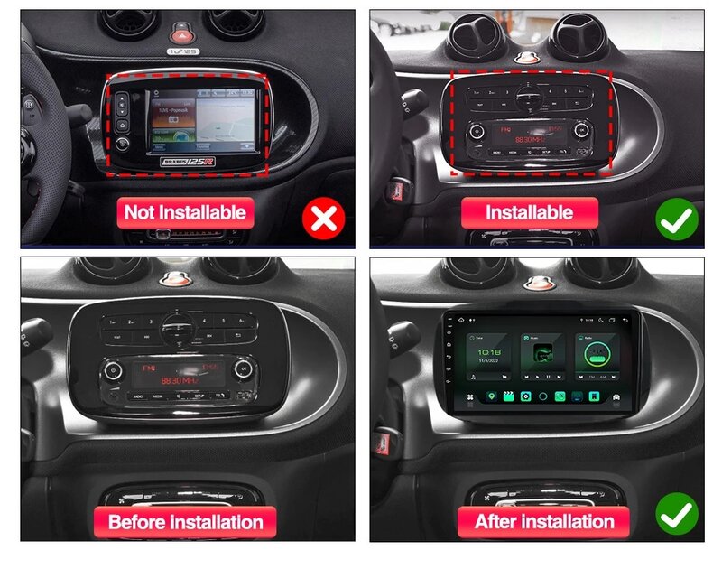 Android 13 Carplay Car Radio For Mercedes Benz Smart 453 Fortwo 2014 - 2020 Autoradio Multimedia Player QLED DSP Stereo Headunit