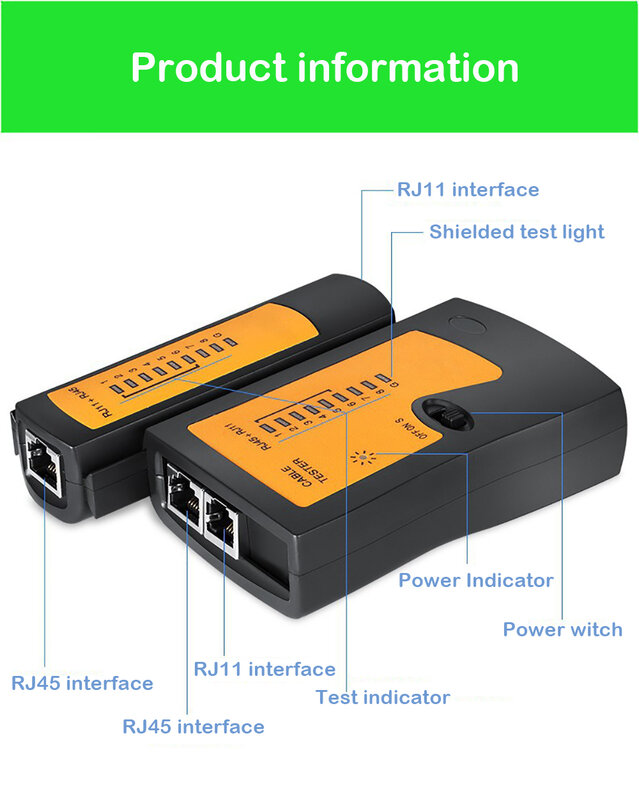 RJ45 Cable lan tester Tester per cavi di rete RJ45 RJ11 RJ12 CAT5 UTP LAN Cable Tester strumento di rete riparazione di rete