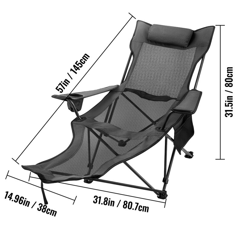 Уличный стул для кемпинга VEVOR, портативные стулья с подставкой для ног, складная кровать, быстрое кресло для кемпинга, рыбалки, пляжные спинки