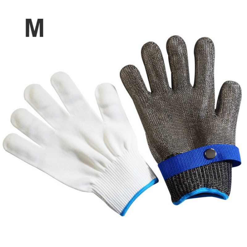 Guanti in acciaio inossidabile guanti resistenti al taglio guanti da lavoro da macellaio in rete metallica antitaglio per macellazione utensili da giardinaggio
