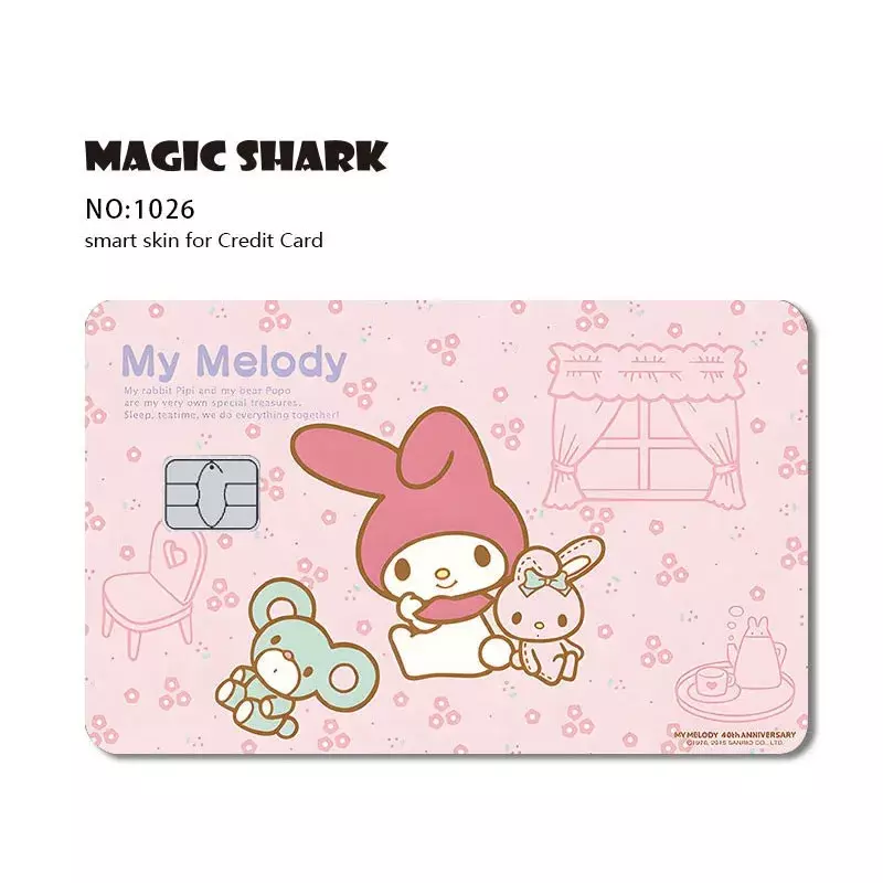 Stiker kartun hewan peliharaan lucu merah muda Anime Matte depan kartu Creidt kartu Debit Bus Kulit Film penutup untuk Chip besar kecil tanpa Chip