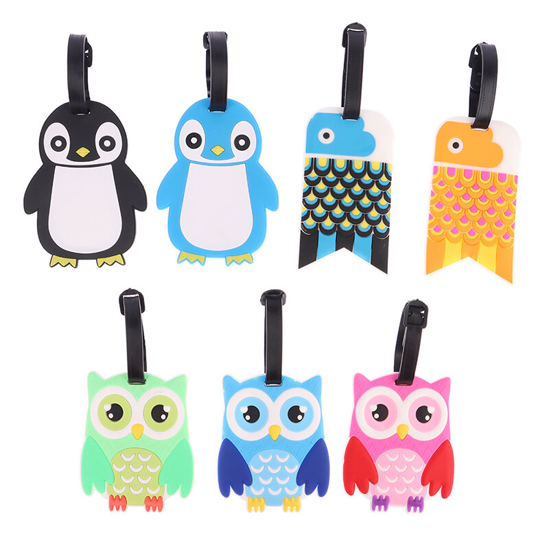 1Pc Creative Cute Luggage Tag Cartoon Animal Suitcase ID Address Holder Baggage Boarding Tags Portable Label Travel Accessories